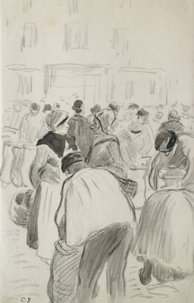 Étude de composition du marché à Pontoise, 1881 - Camille Jacob Pissarro